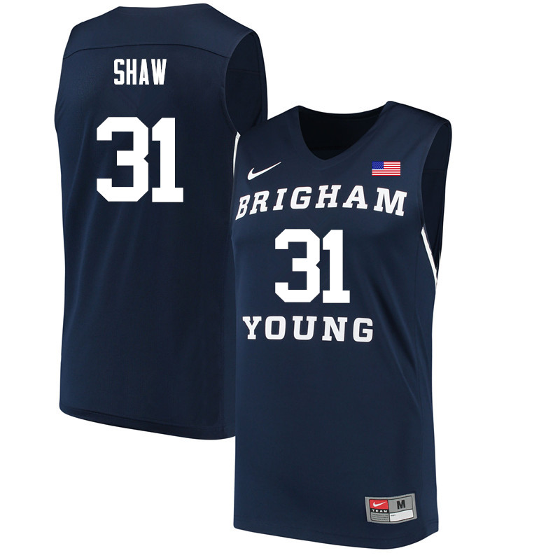 Men #31 Braiden Shaw BYU Cougars College Basketball Jerseys Sale-Navy